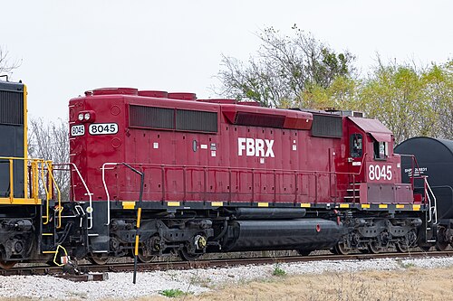 テキサス州マナーにあるFBRX SD40-2型機関車。
