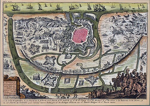 1601 年の包囲中のオーステンデの地図