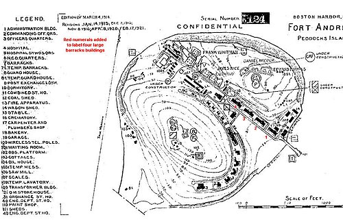 1921年のフォート・アンドリュースの地図