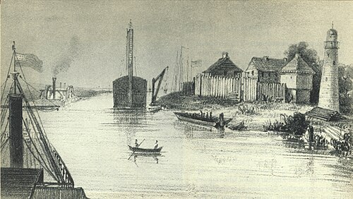 シカゴ川河口付近、1838年