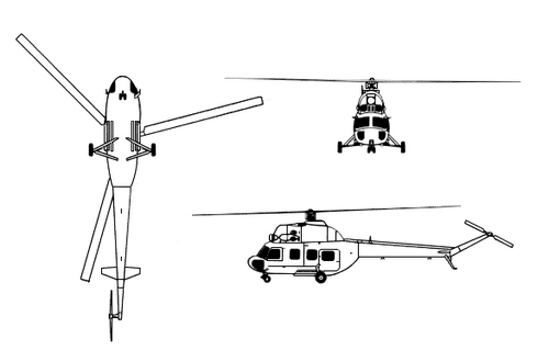 Mil Mi-2の3面線画
