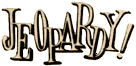 ずらした文字で書かれた様式化されたフォントの「Jeopardy!」というテキスト