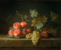 桃とブドウの静物画