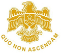 陸軍バーンホール大学の「金色の鷲」のロゴとラテン語のモットー「Quo non ascendam」。