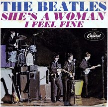 「She's a Woman」シングルのB面レーベル