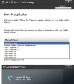 Nokia PC Syncでサポートされているソフトウェア