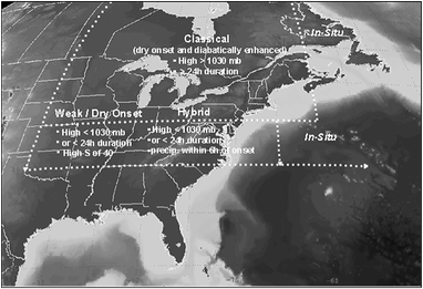 米国南東部におけるCADイベントの発生場所を示す地図。