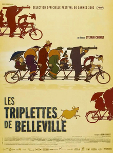 映画の投稿には、自転車に乗る数人のキャラクターと、その周囲の映画に関する情報が掲載されている。