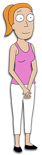 ピンクの T シャツと白いパンツを着た 10 代の女の子。彼女は笑顔で腕を組んでいます。