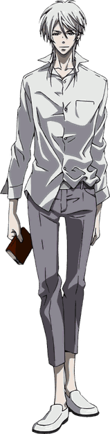 白い服を着て本を持っている架空の銀髪のキャラクターの画像