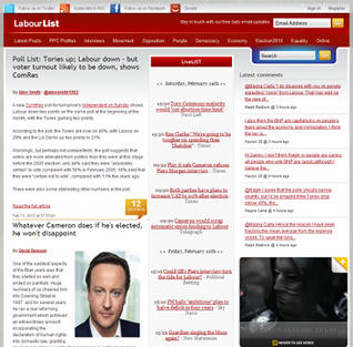 LabourListのホームページ。