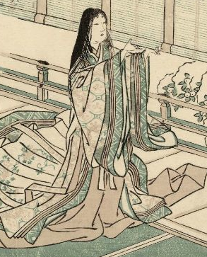 18世紀の『枕草子』作者清少納言の紅摺絵（月岡雪亭作とされる）