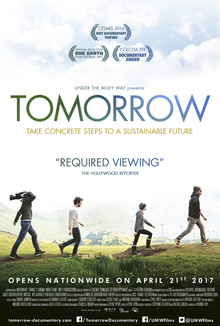 「地球上には、すでに解決策が存在している」というサブタイトルが付けられた映画「Tomorrow」のポスター。