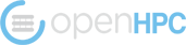 OpenHPC のロゴは、3 本の水平の灰色のバーから構成され、その周囲を水色の馬蹄形または右上に開口部がある C の形が囲み、その後に OpenHPC が続き、最初の 4 文字は小文字で灰色、最後の 3 文字は大文字で水色です。