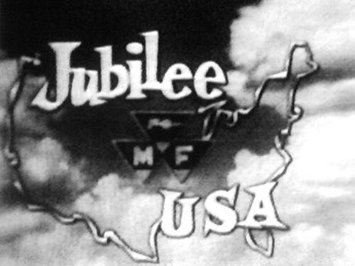 雲を背景にしたアメリカ合衆国の輪郭の中に「Jubilee USA」という文字が描かれている。