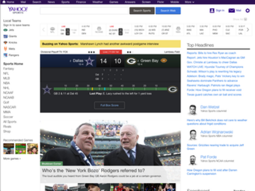 Yahooスポーツホームページ