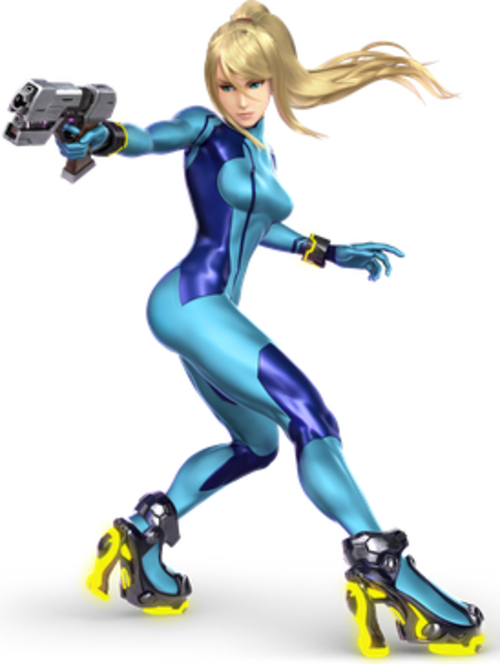 ぴったりとした青いスーツを着た女性のコンピューター生成画像。
