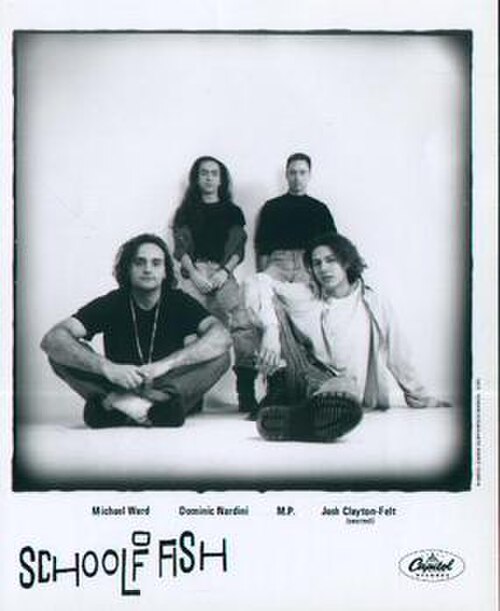 魚の群れ、1991年。左から：マイケル・ワード、ドミニク・ナルディーニ、マイケル・ペトラク、ジョシュ・クレイトン・フェルト。