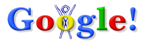 2 番目の O の後ろにバーニングマンのシンボルがある Google ロゴ