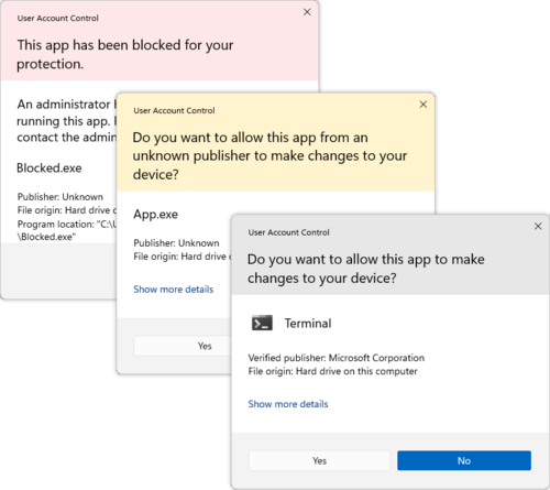 Windows 10 のユーザー アカウント制御