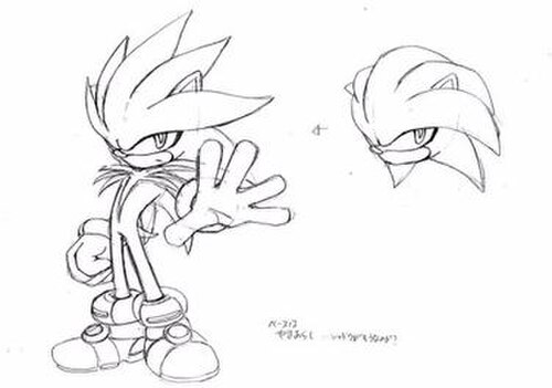 後にシルバー・ザ・ヘッジホッグとなるキャラクターのコンセプトアート。最終的なデザインが決定されるまでに、50種類以上のデザイン案が制作された。