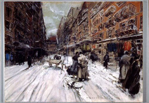 エヴェレット・シン、『ニューヨークの交差点』、1899年、コーコラン美術館、ワシントンD.C.
