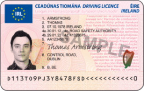 有効なアイルランドの運転免許証