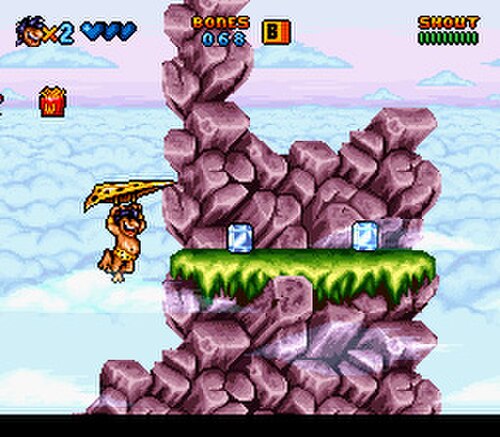 サムはグライダーを使って第 3 レベルの Cloudy Canyon で食料を集めています。